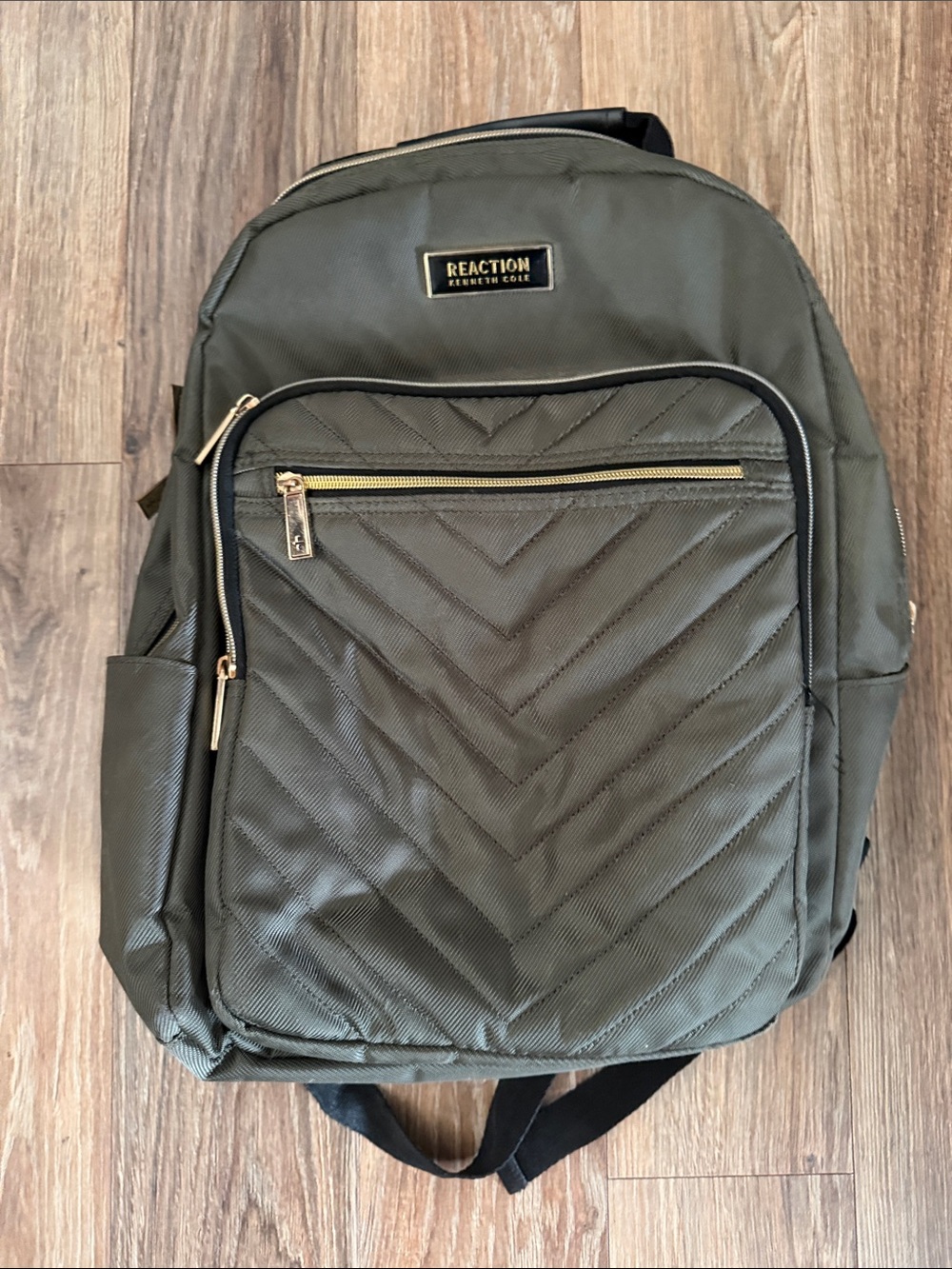 Kenneth Cole Reaction Olive Quilted Daypack with Gold Accents